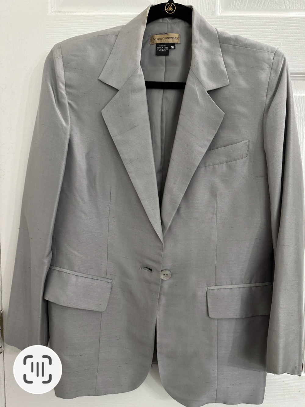Patrick Christopher Silk Vintage Women’s Light Gray Single-Breasted Blazer